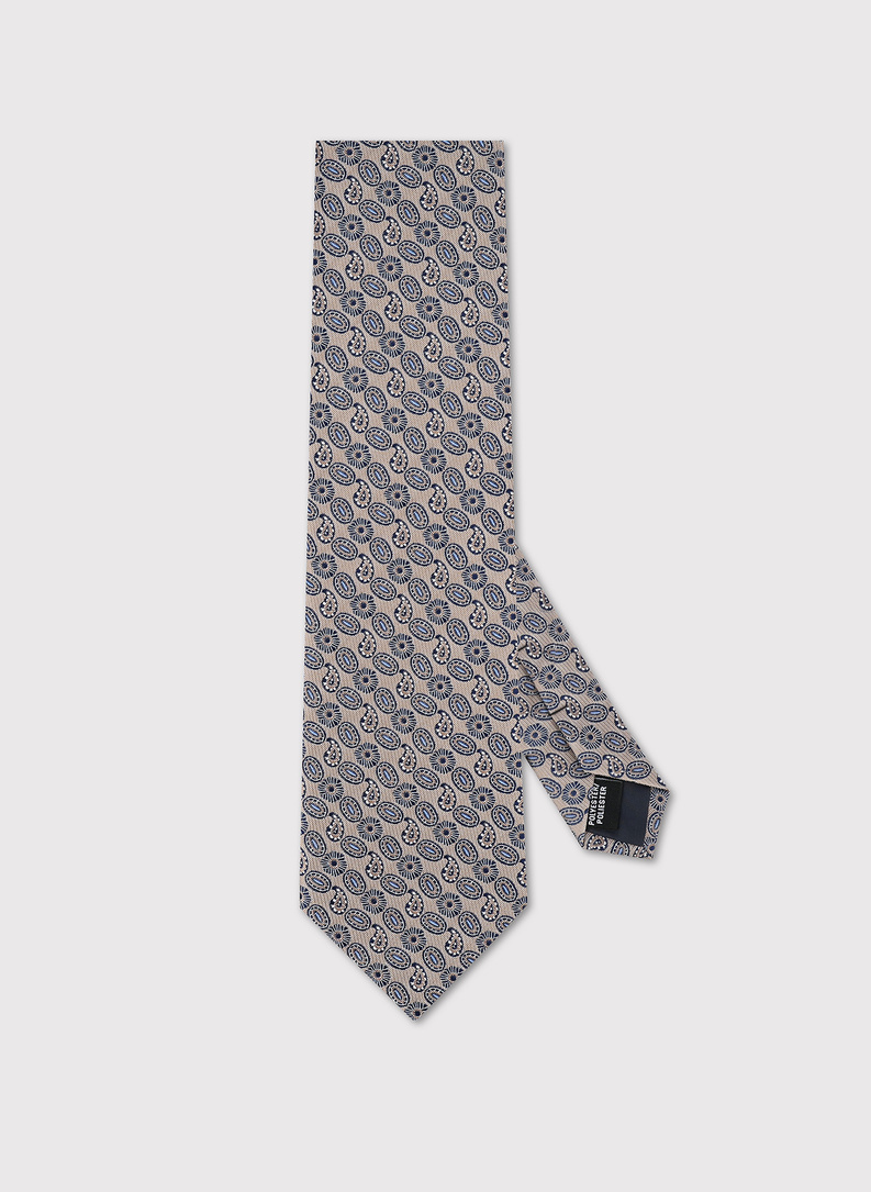 Beżowy krawat w mikrowzór