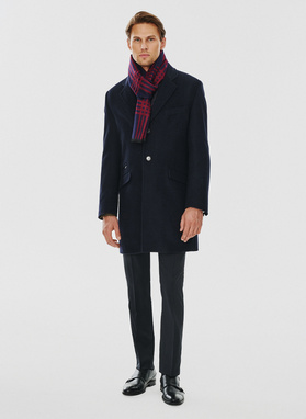 Granatowy szal męski w kratkę