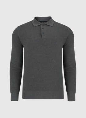 Szary sweter męski z kołnierzykiem