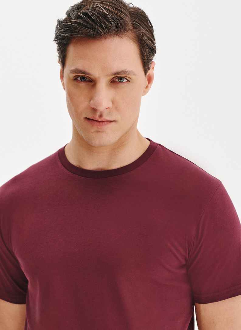 Bawełniany bordowy t-shirt