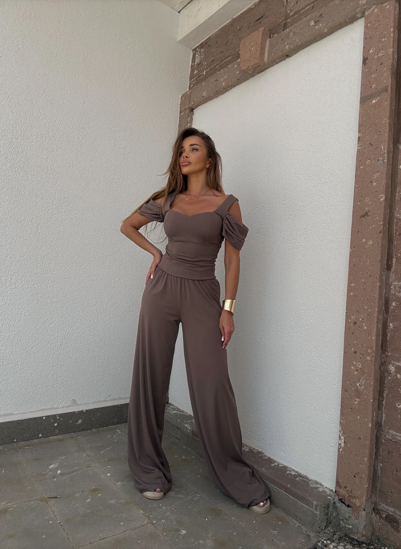 Bluza Phuket + szerokie spodnie - mocca