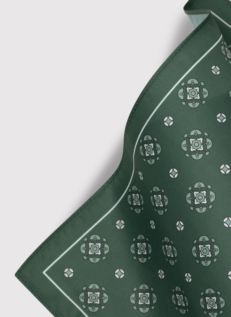 Wzorzysta zielona poszetka męska