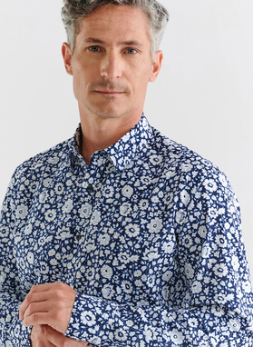 Granatowa koszula w białe kwiaty