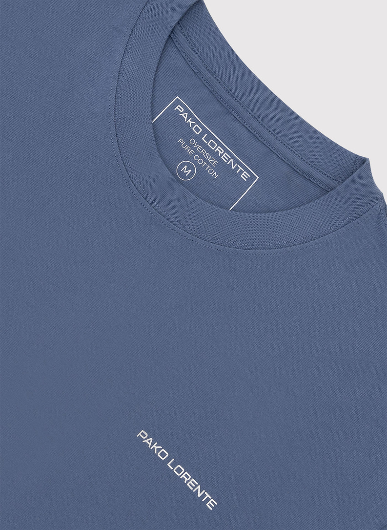 Bawełniany t-shirt oversize w kolorze niebieskim