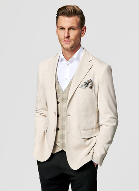 Beżowa dzianinowa marynarka męska