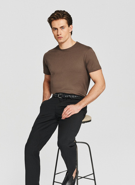 Brązowy bawełniany t-shirt męski