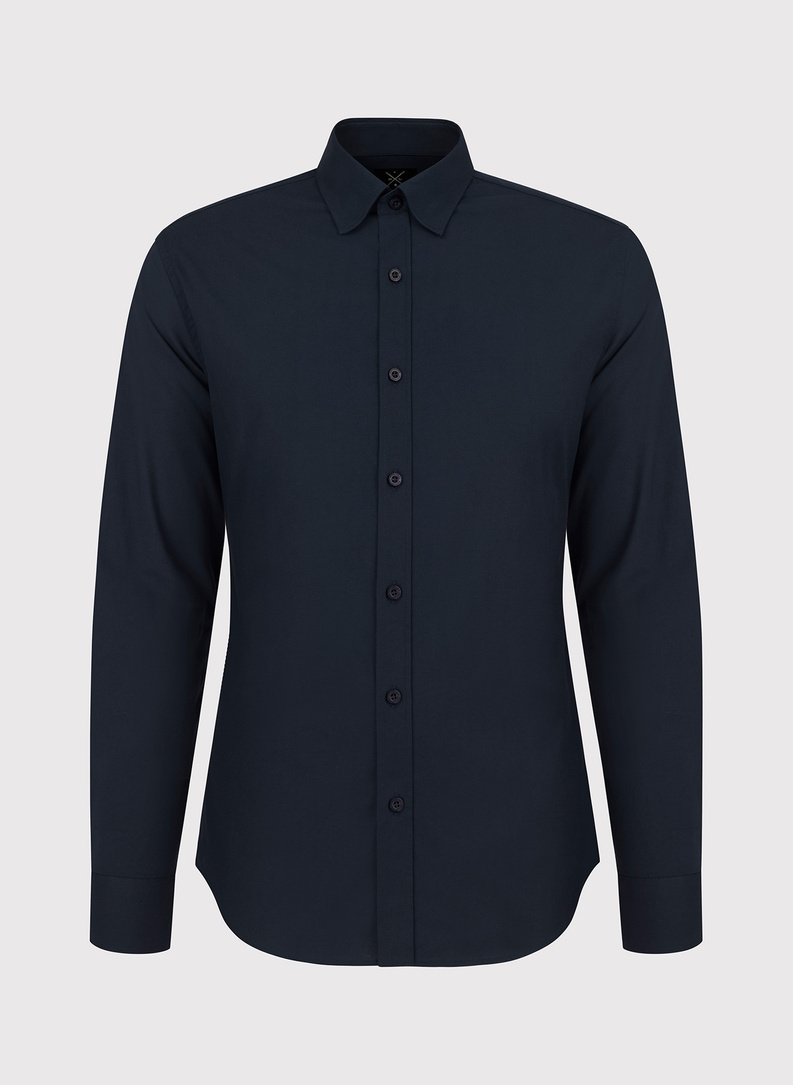 Granatowa gładka koszula męska