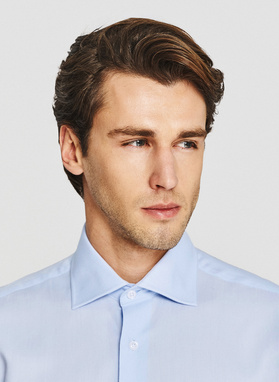 Niebieska koszula męska na spinki