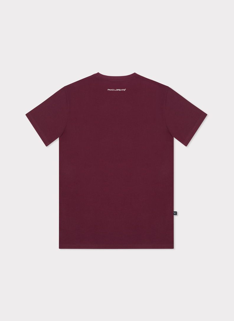 Bawełniany bordowy t-shirt z okrągłym dekoltem