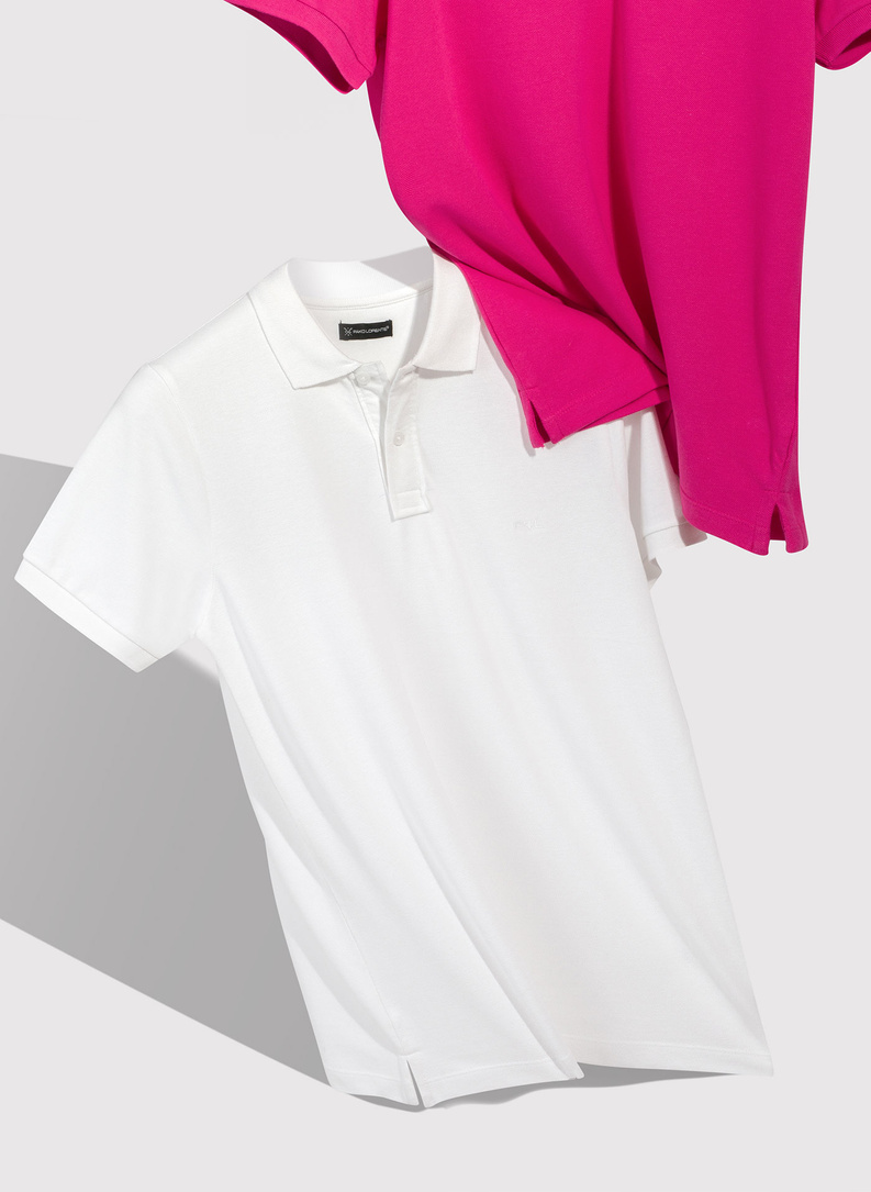 Gładki T-shirt polo w kolorze białym