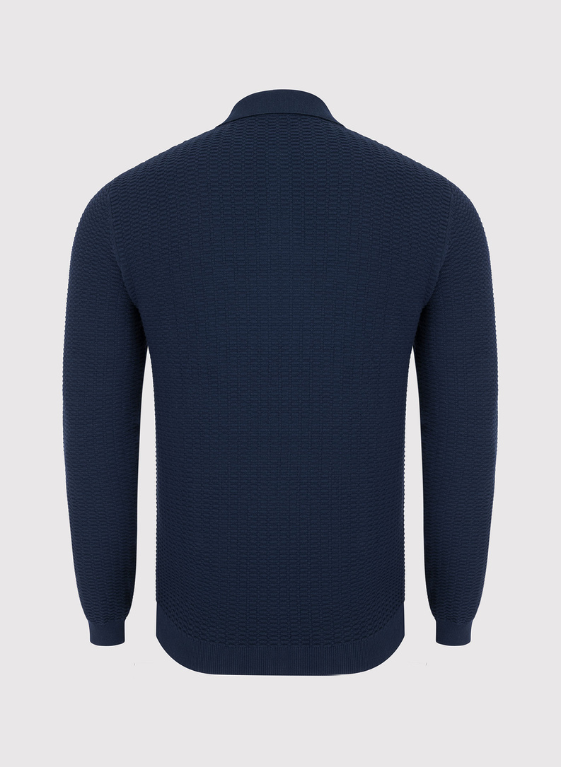 Bawełniany sweter polo w kolorze granatowym