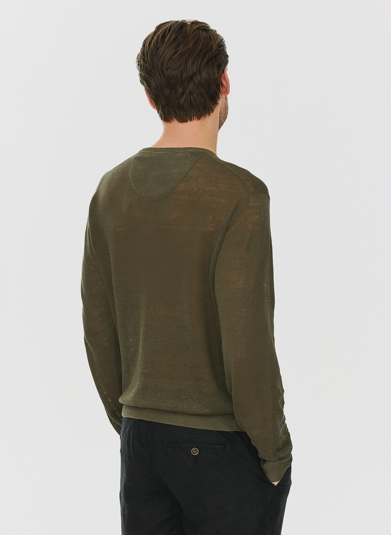 Zielony lniany sweter 