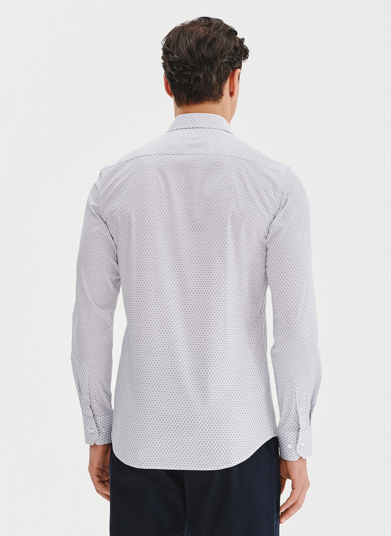 Biała koszula męska w mikrowzór