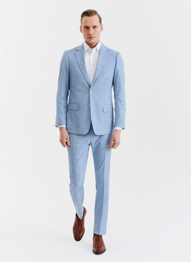 Niebieska męska marynarka garniturowa