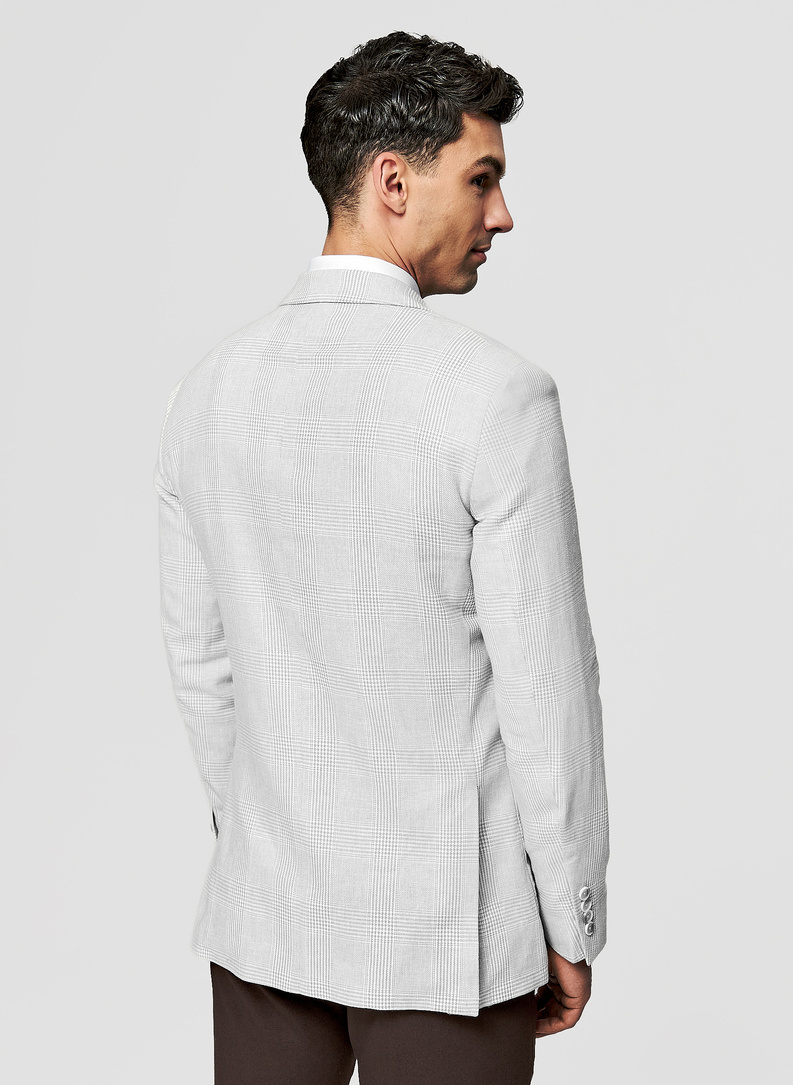 Szara marynarka casual z lnem i bawełną