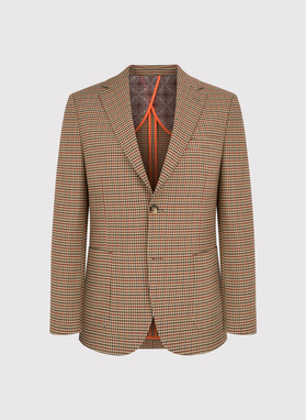 Beżowa marynarka w pepitkę