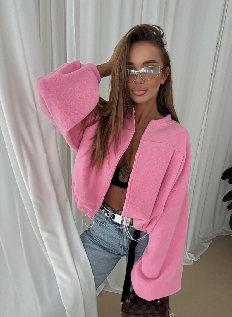 Bluza BOHO z polaru różowa