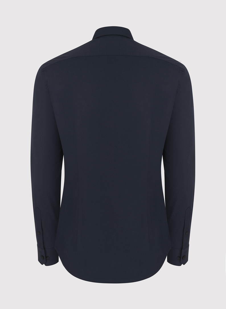 Granatowa gładka koszula męska 