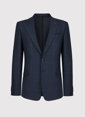 Granatowa marynarka garniturowa w kratę Windowpane