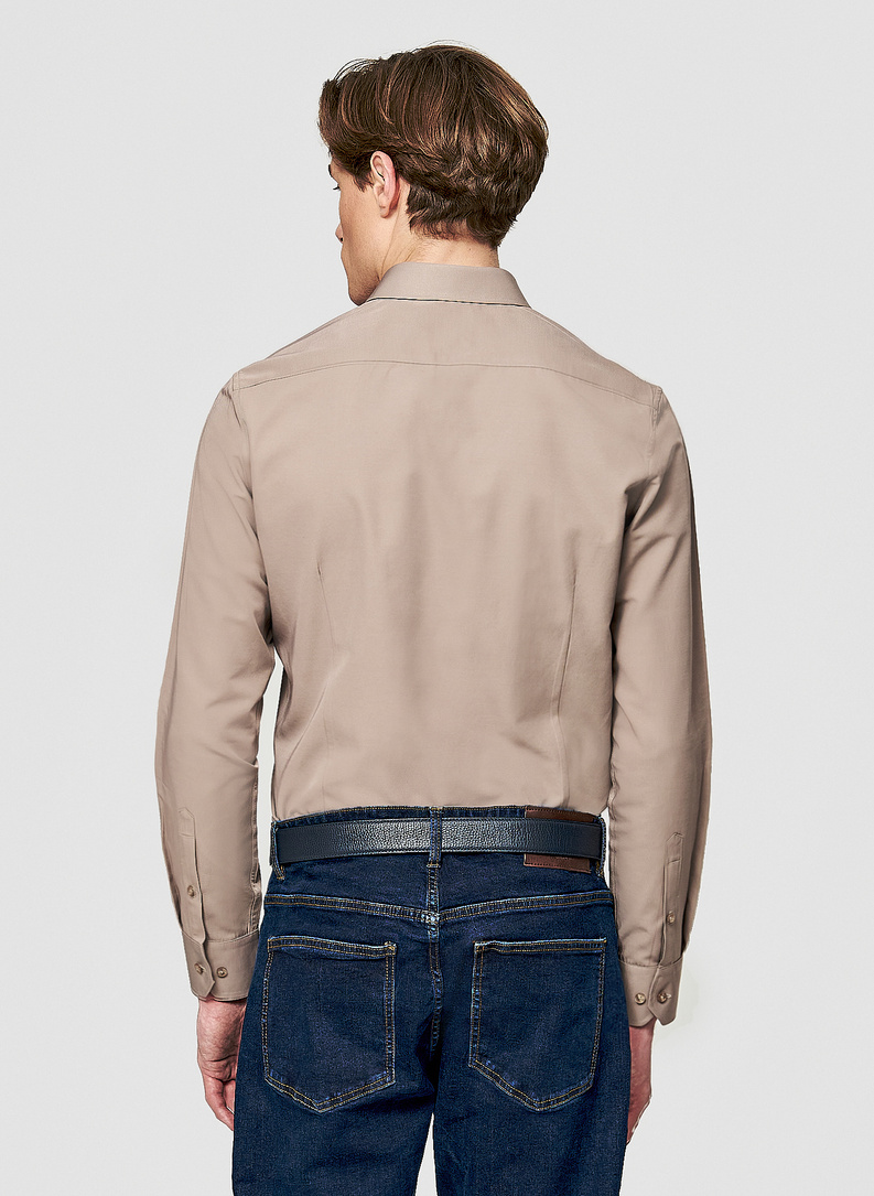 Brązowa koszula męska z wełną