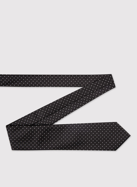 Czarny krawat męski w kropki