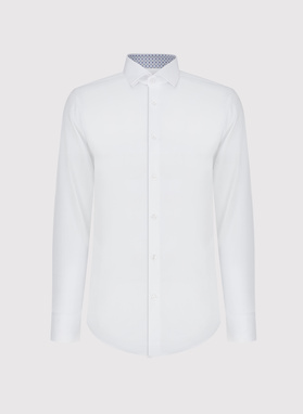 Biała koszula męska z kontrastowym wykończeniem