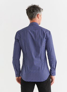 Męska granatowa koszula w kwiatki
