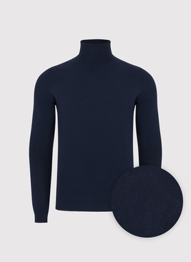 Granatowy gładki golf męski