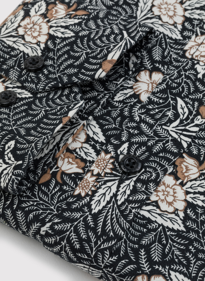 Czarna koszula męska w botaniczny wzór