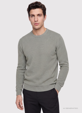 Szałwiowy sweter męski o-neck
