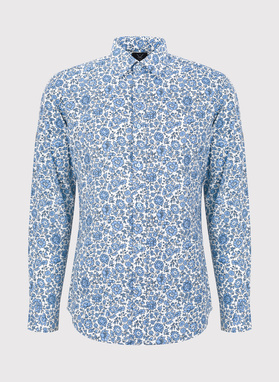 Biała koszula w niebieskie kwiaty 