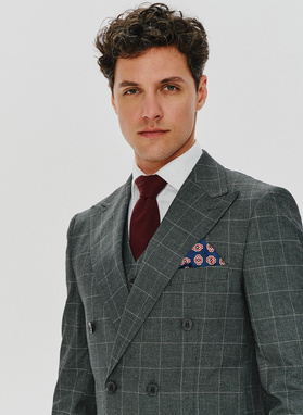 Szara dwurzędowa marynarka w kratę