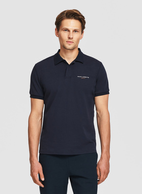 Granatowy bawełniany t-shirt polo