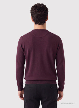 Ciemnofioletowy sweter v-neck