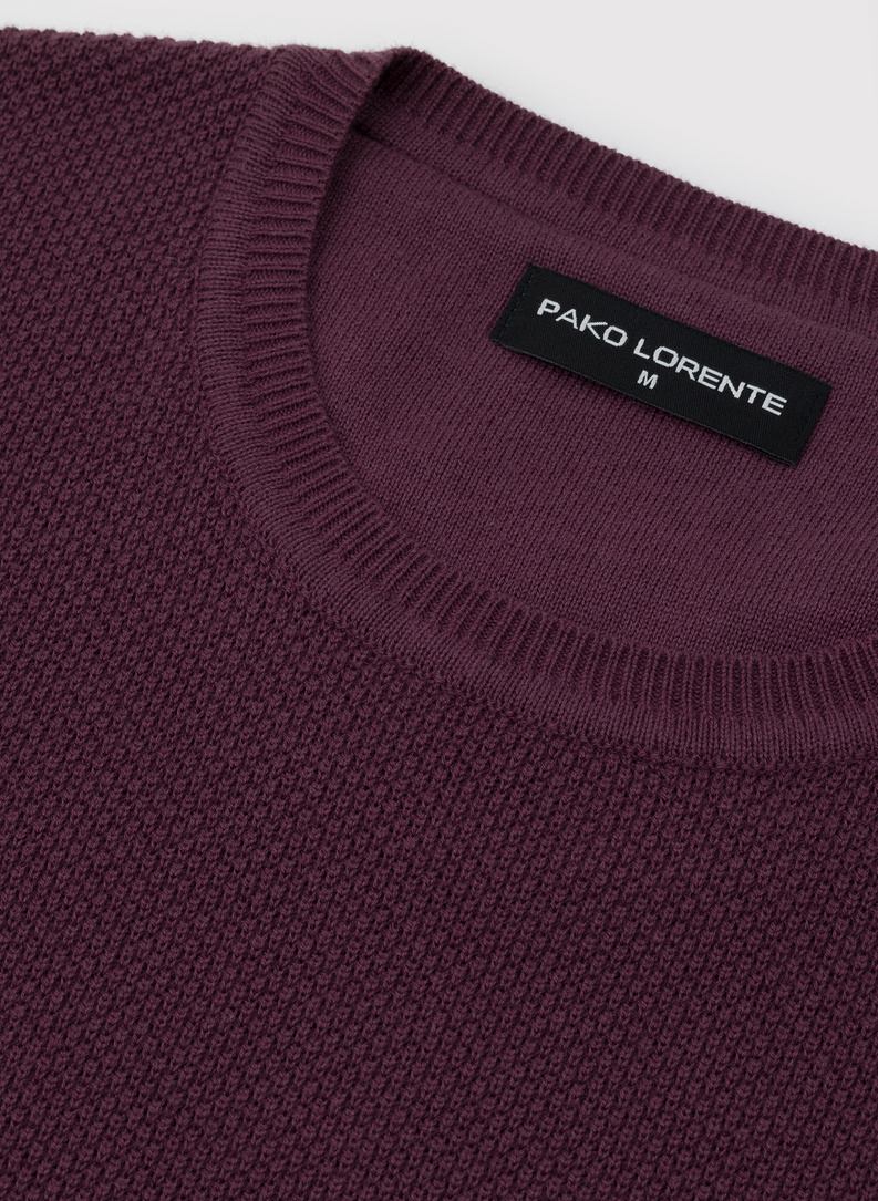 Śliwkowy sweter męski o-neck