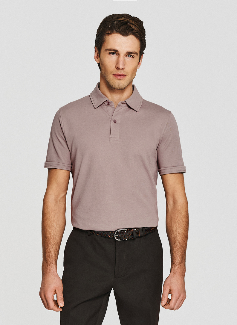 Fioletowy t-shirt polo