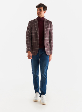 Bordowa marynarka męska w kratę