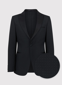 Wełniana czarna marynarka smokingowa w mikrowzór