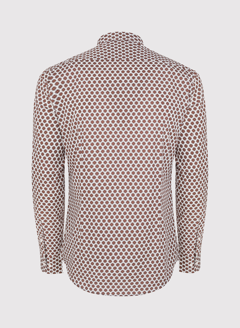 Casualowa koszula męska w brązowy wzór