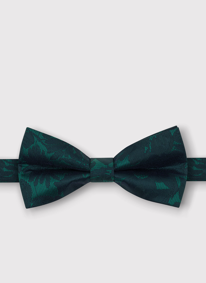 Zielona mucha męska we wzór kwiatowy