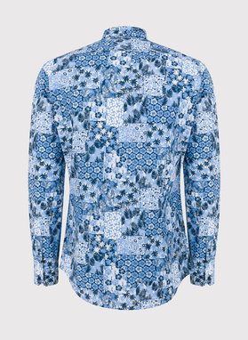 Niebieska koszula w hawajskie wzory