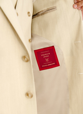 Ślubny beżowy garnitur z wełny