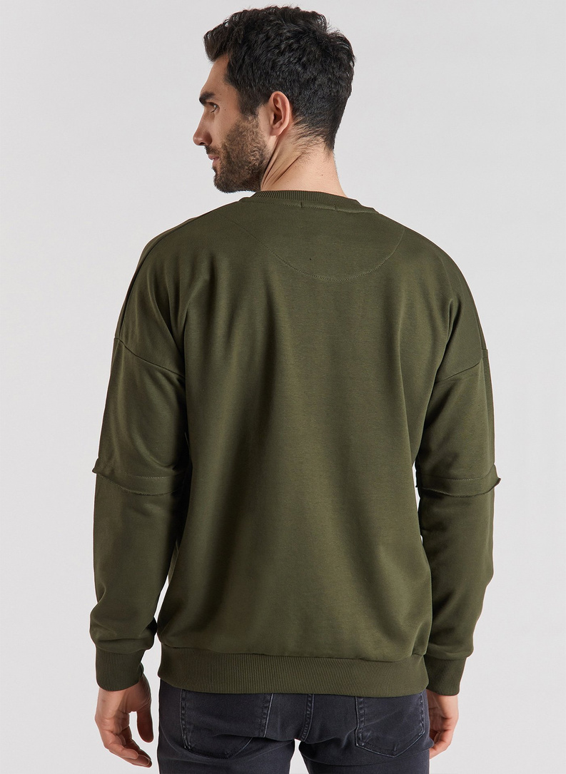 BLUZA Z OKRĄGŁYM DEKOLTEM - ZIELONA P20WF-2B-015-Z