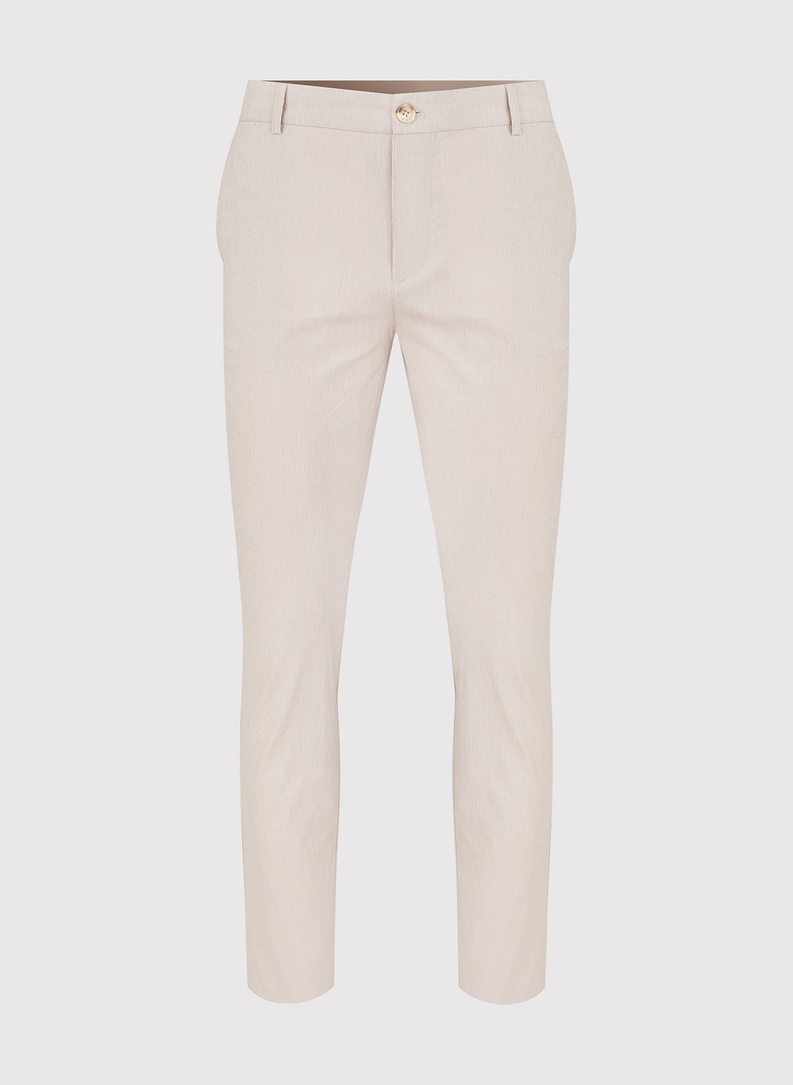 Beżowe gładkie spodnie męskie chino