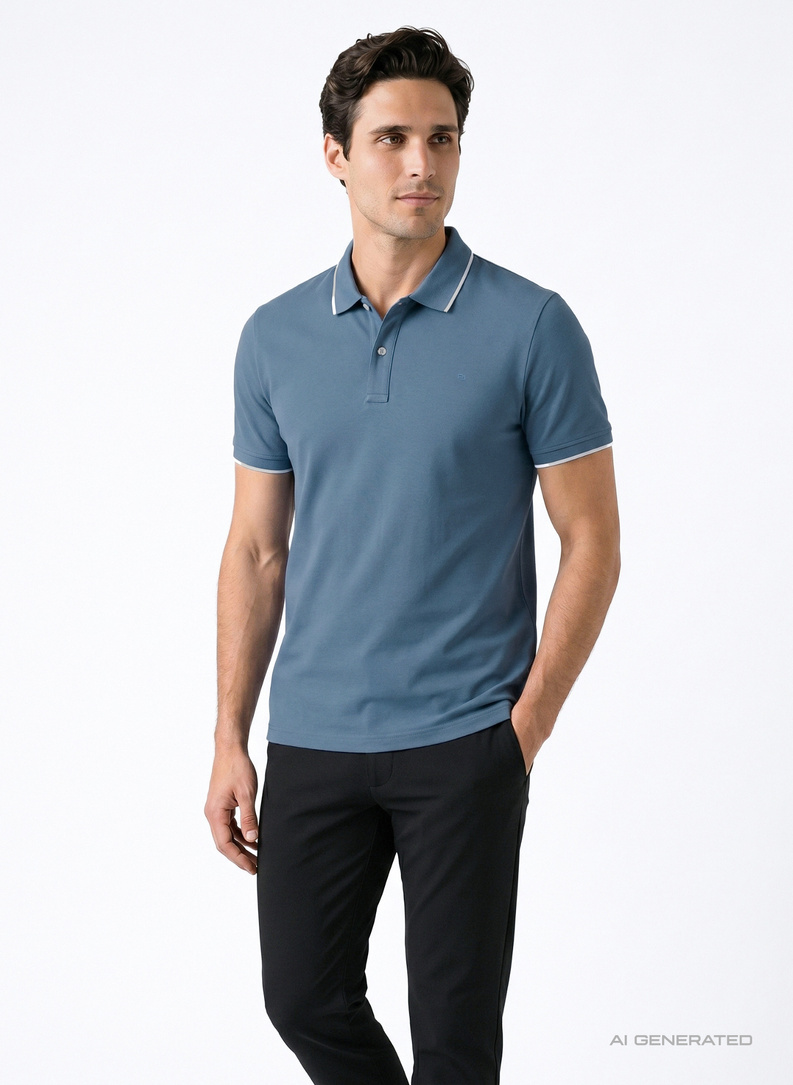 Niebieski t-shirt polo