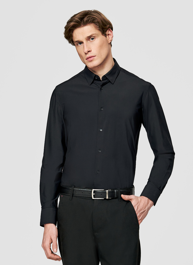 Czarna dzianinowa koszula męska