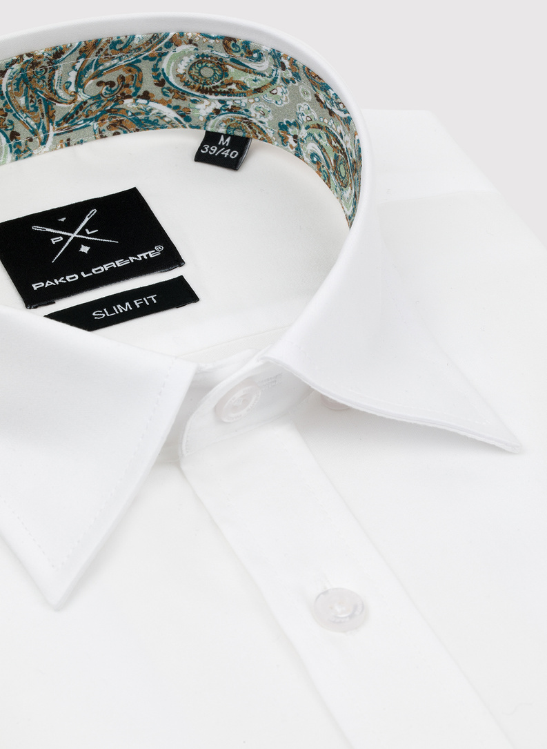 Biała koszula męska z kontrastowym wykończeniem