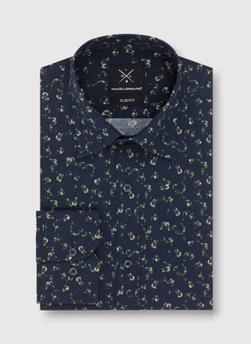 Granatowa koszula męska w zielone motyle