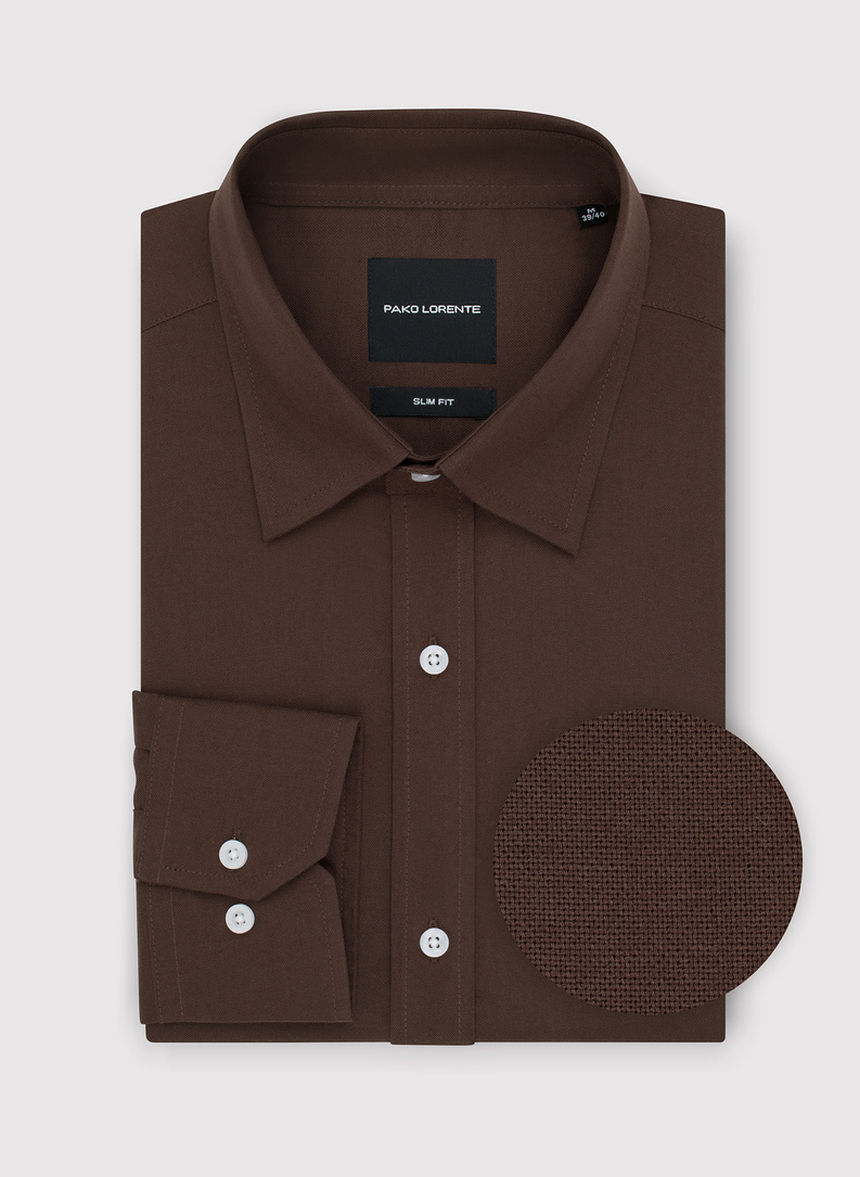 Brązowa koszula męska z bawełny