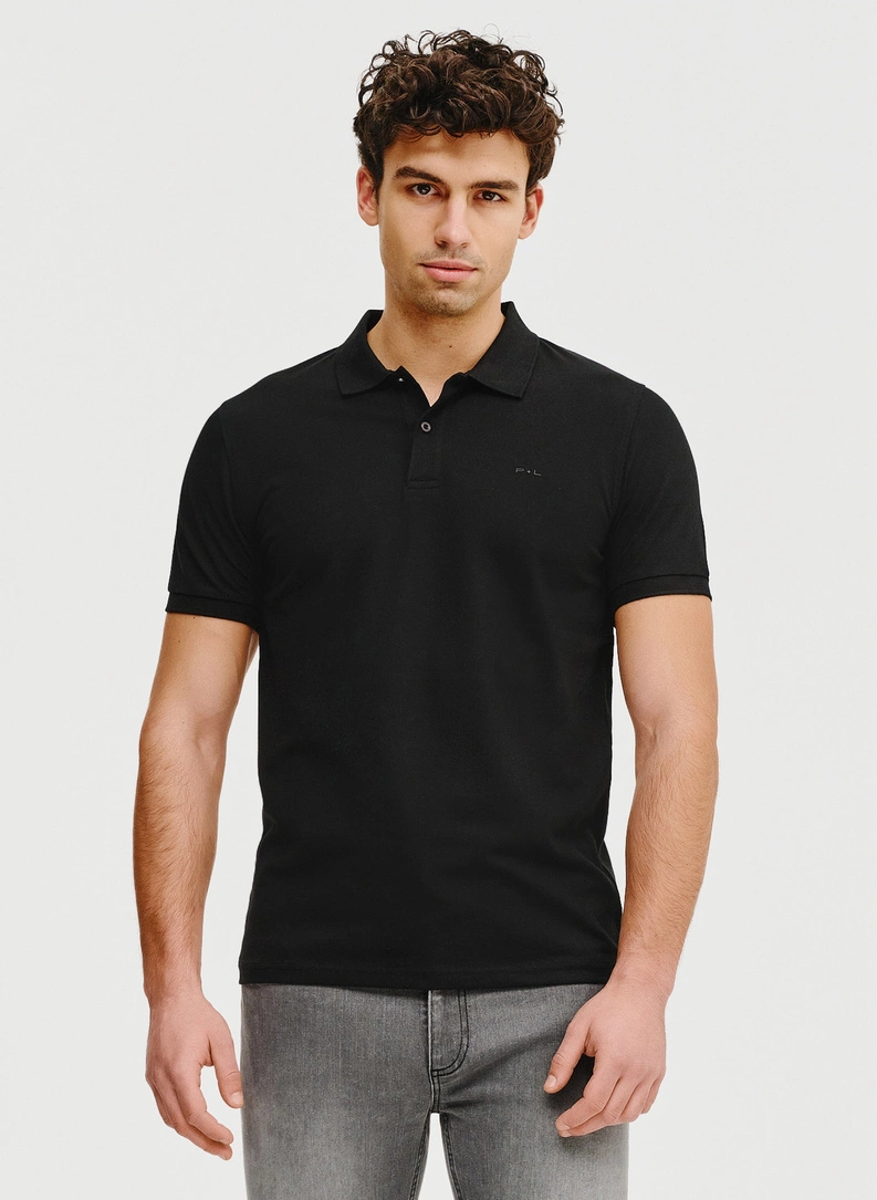 Czarny t-shirt polo - zdjecie nr 1